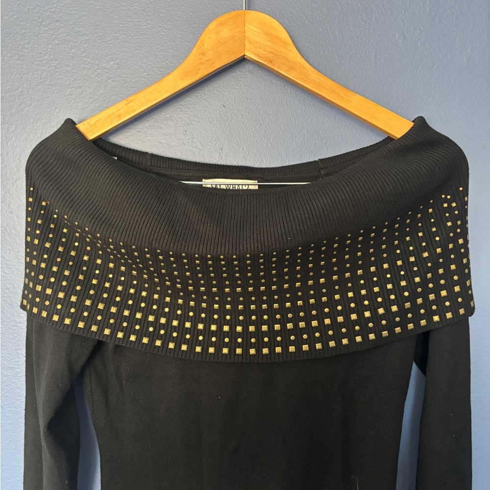 Say What? Black Long Sleeve Studded Dress - Picture 3 of 6